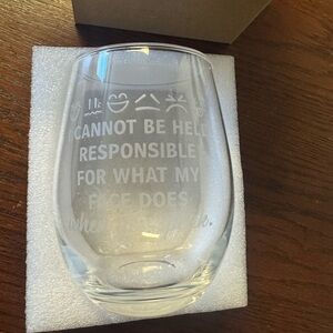 Etched Stemless Wine Glass with Emoji Accents
